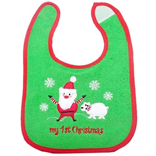 First Christmas Baby Bibs Set - 4 Pcs Red & Green Baby Bibs for Newborns & Toddlers - Perfect Christmas Gift for Babies - Ideal for Feeding, Drooling & Holiday Photos