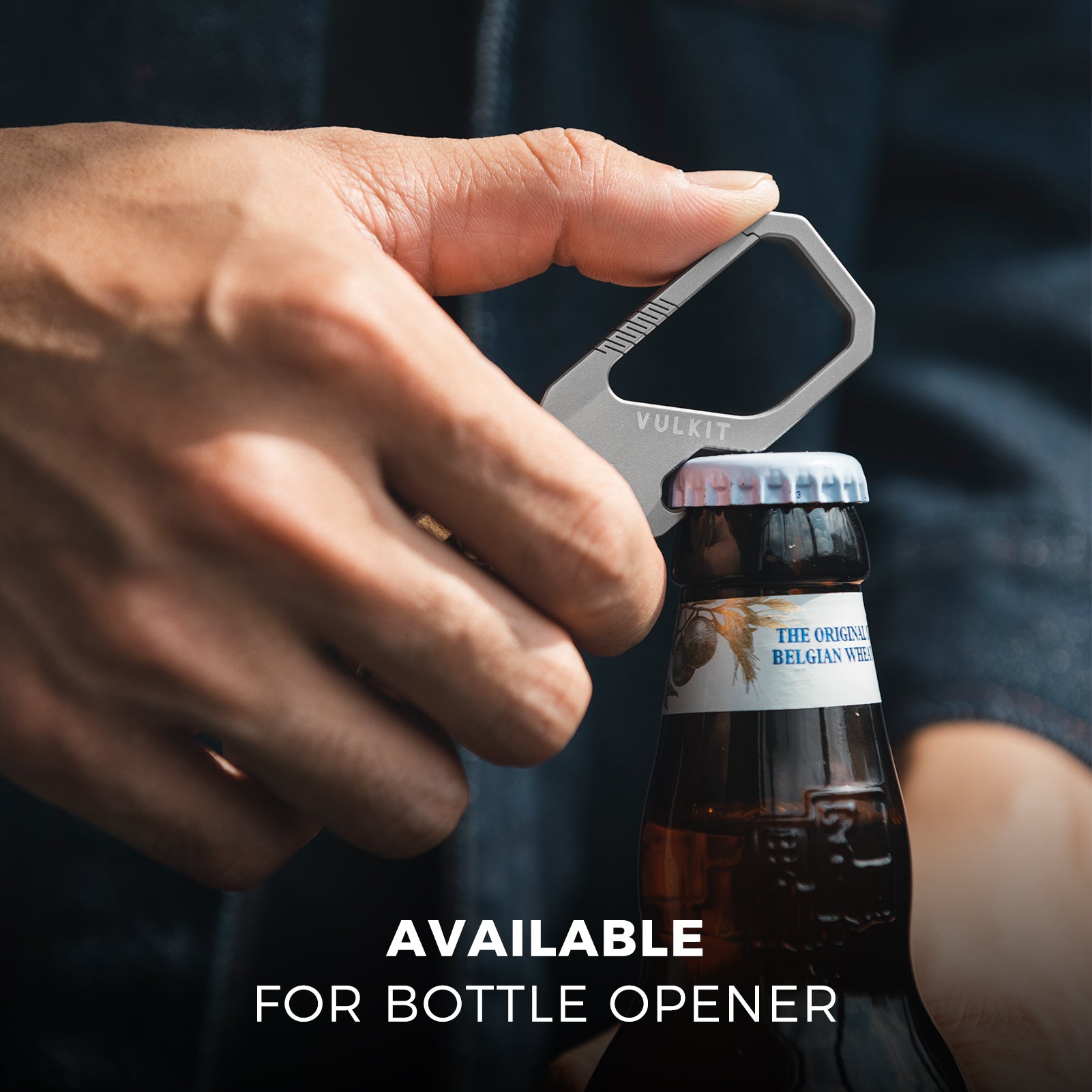 VKC100 Titanium Leather Belt Loop Keychain with Bottle Opener & EDC Carabiner Key Ring - Durable Multi-Tool for Outdoor, Hiking, Camping & Everyday Carry (EDC) Accessories