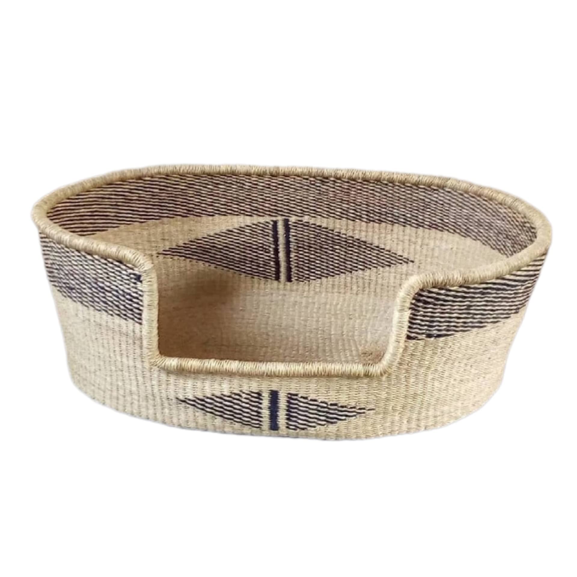Eco-Friendly Handmade Large Dog Bed with 3-Inch Thick Mattress - Woven Wicker Pet Basket for Puppies & Dogs - Durable Bolga Dog Furniture - Perfect for Living Room, Bedroom & Outdoor Use