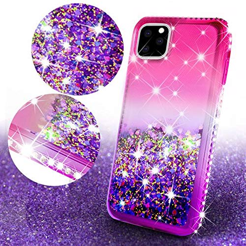 Sparkle Bling Diamond Case for Apple iPhone 13 Pro Max with Tempered Glass Screen Protector - Fashion Protective Cover for Women & Girls (Purple/Pink) - Perfect for Parties, Dating & Everyday Glam