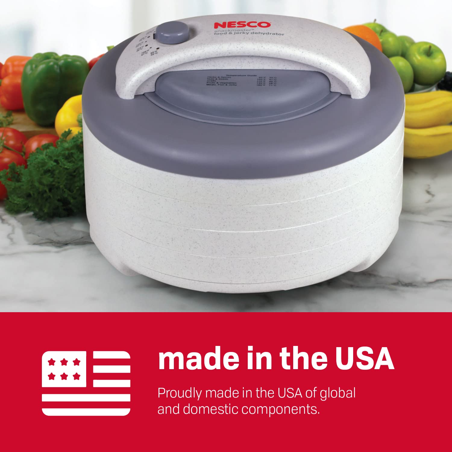 Nesco FD-60 Snackmaster Express Food Dehydrator - 4 Trays for Homemade Jerky, Dried Fruits & Healthy Snacks | 13.5
