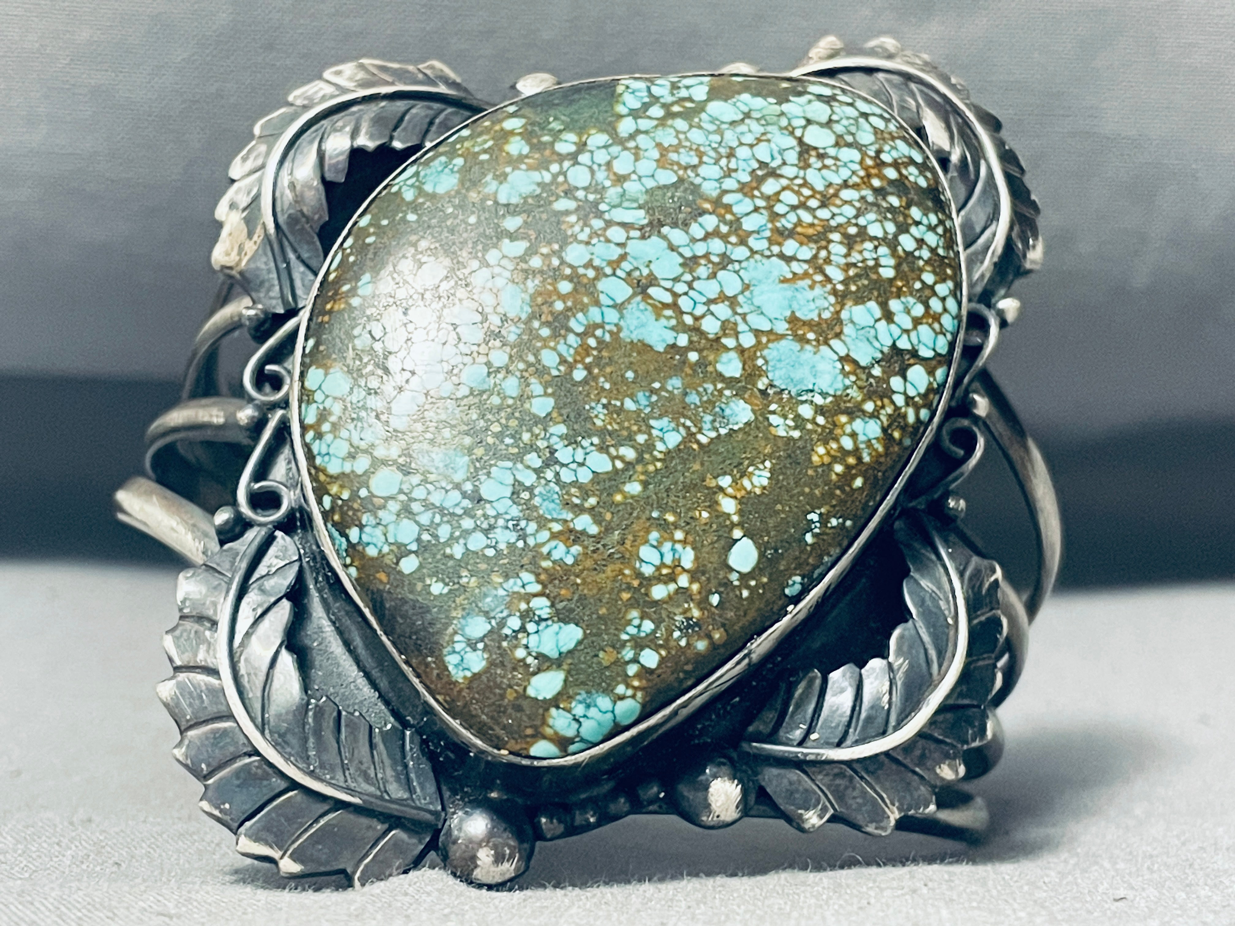 110g Wowza Vintage Navajo Spiderweb Turquoise Sterling Silver Bracelet - Handmade Native American Jewelry for Boho Fashion & Gift Giving