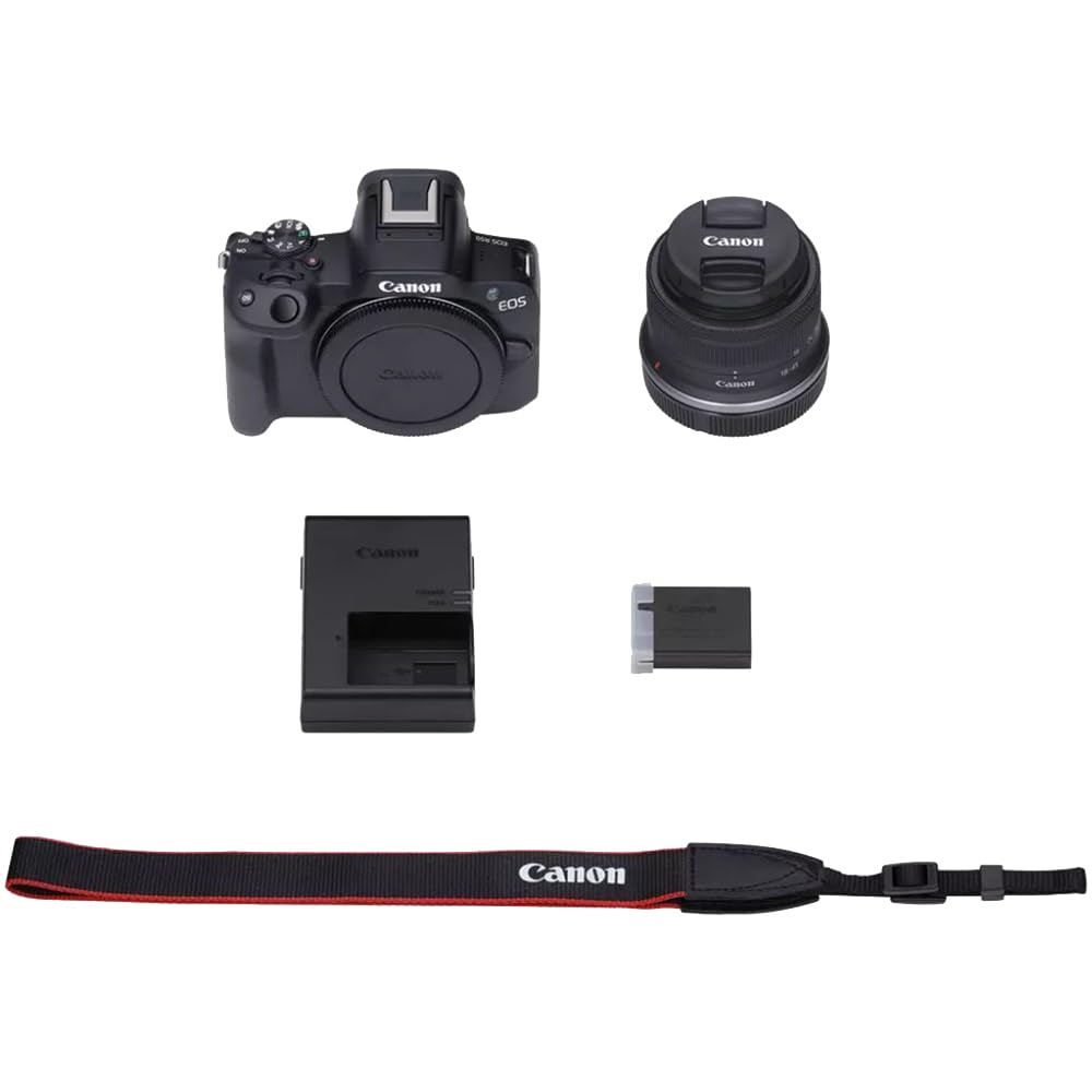 Canon EOS R50 Mirrorless Camera with RF-S 18-45mm Lens Kit - Includes Photography Bag, Microphone, Tripod & Accessories | Perfect for Vlogging, Travel Photography & Content Creation (Black)