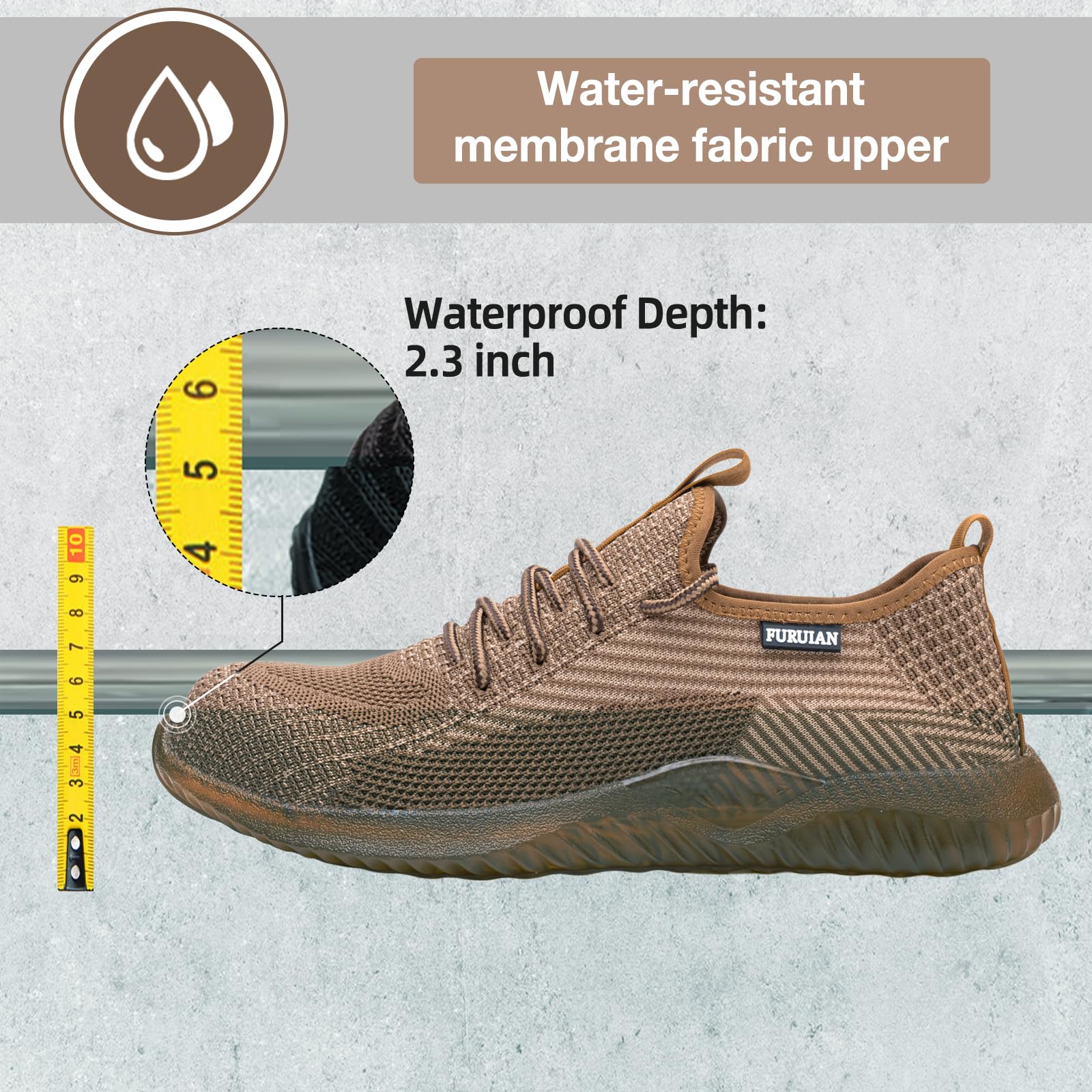 **Waterproof Steel Toe Work Shoes for Men - Non-Slip Safety Sneakers for Construction, Warehouse & Industrial Use - Durable & Comfortable for All-Day Wear**