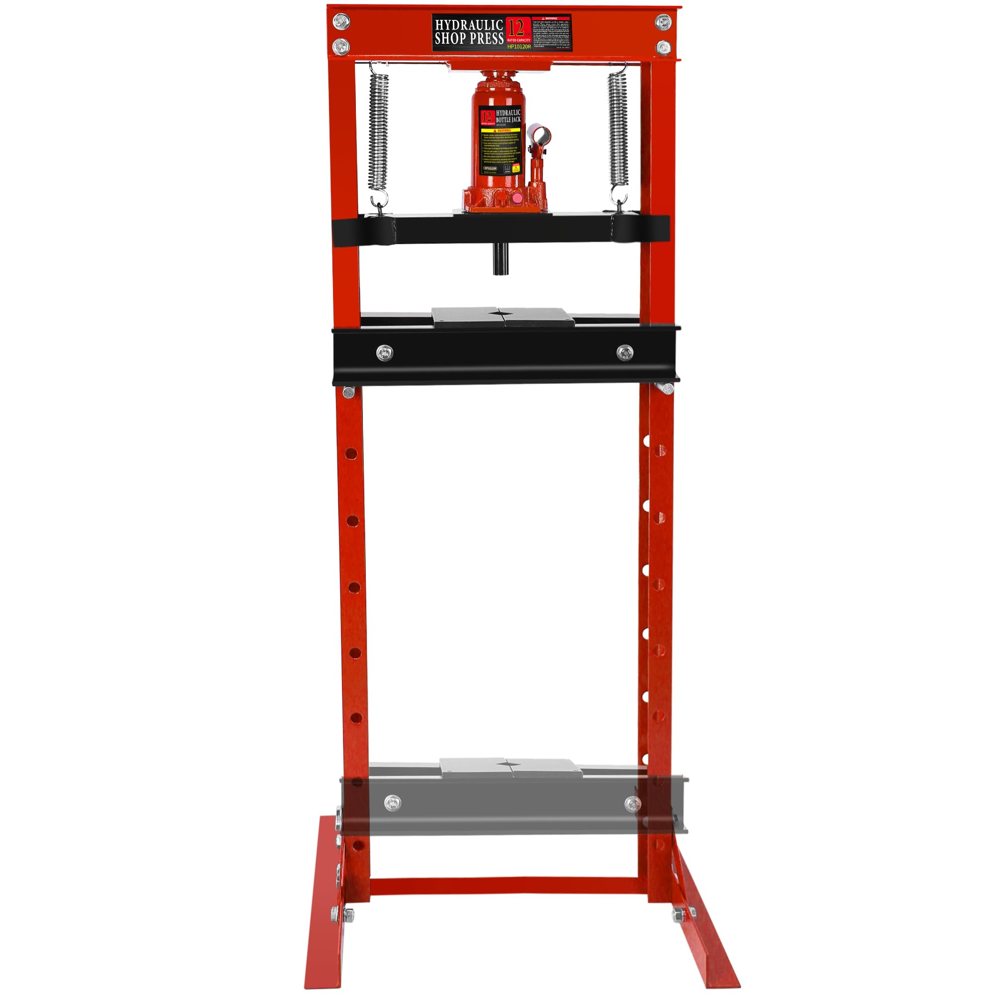 CuisinSmart 12 Ton Hydraulic Shop Press - Heavy Duty Steel H-Frame with Adjustable Work Table & Press Plates - Ideal for Bearing Removal, Gear Pressing, and Metalworking Projects