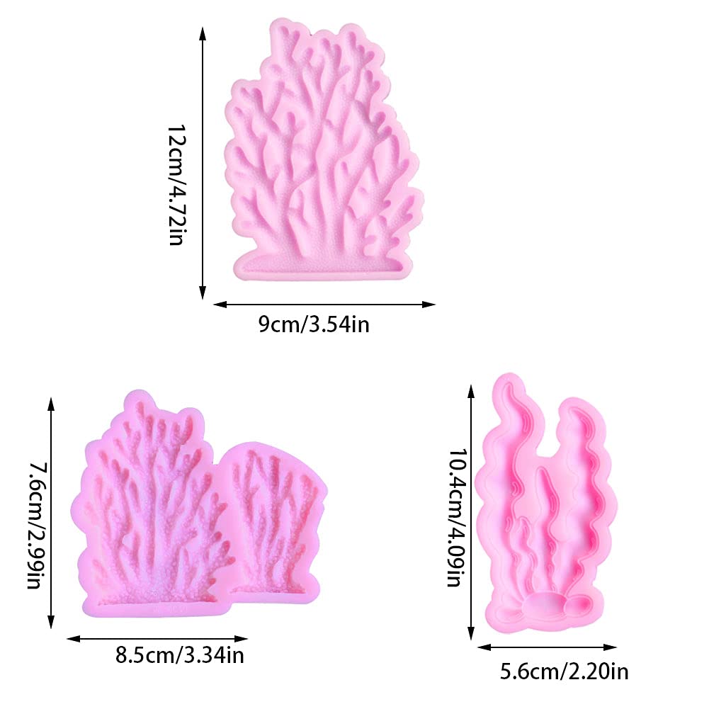 5-Piece Coral Seaweed Silicone Mold Set - Coral Shaped Fondant Molds for Chocolate, Candy, Cake Decorating, Resin Art, Polymer Clay & Jewelry Making - Perfect for DIY Crafts, Baking & Ocean-Themed Parties