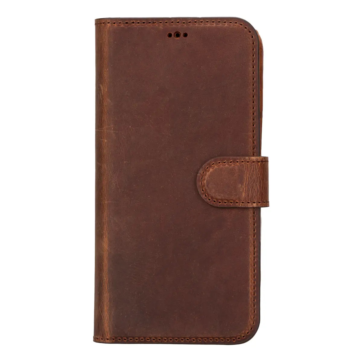 Distressed Brown Leather Luxury Wallet Case for iPhone 15 Pro Max - Premium RFID Protection & Card Slots - Perfect for Business, Travel & Everyday Use
