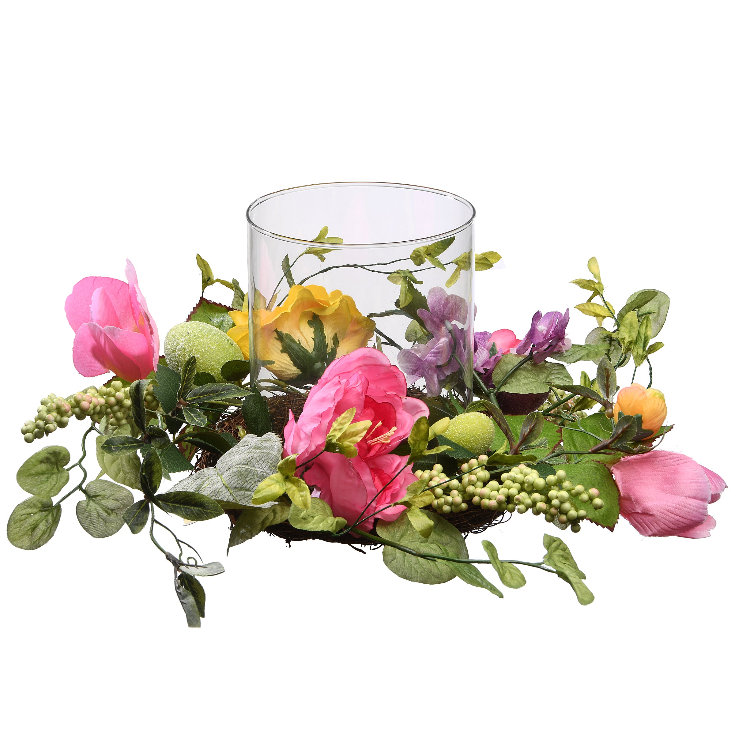 16 Inch Easter Candle Holder with Floral Design and Pastel Eggs - Perfect for Spring Home Decor, Easter Table Centerpiece, and Holiday Party Decorations