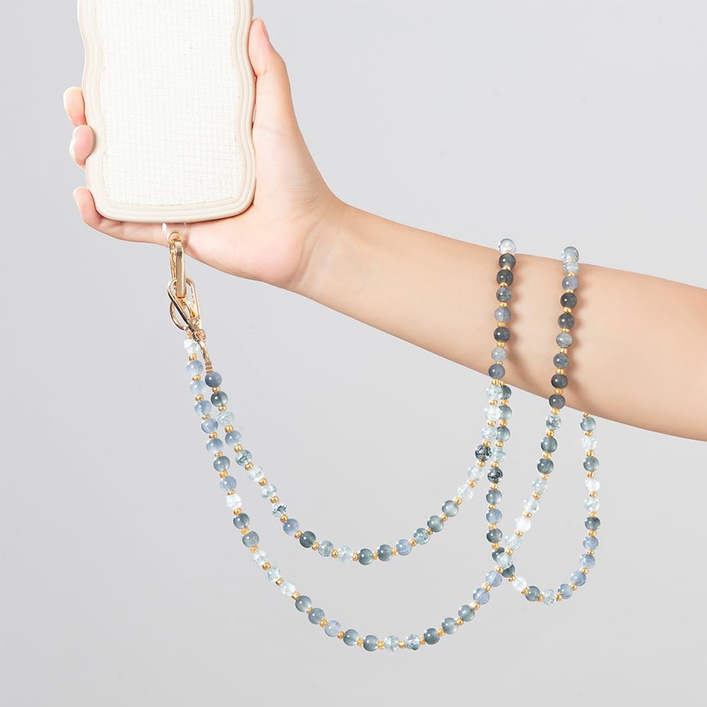 Universal Acrylic Beads Phone Lanyard - 120cm Adjustable Crossbody Strap with Tether Tab for iPhone, Samsung & Most Smartphones | Perfect for Hands-Free Use While Shopping, Traveling or Working