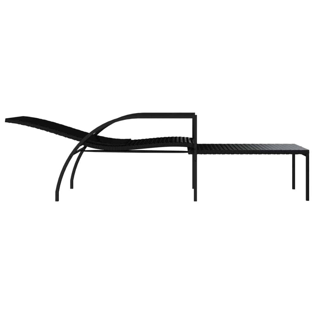 Premium PE Rattan Sun Lounger with Adjustable Backrest & Footrest - Black Outdoor Chaise Lounge with Cream White Cushion - Perfect for Poolside, Patio, Garden Relaxation & Sunbathing