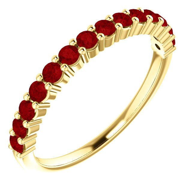 14Kt Gold 0.56 CTW Round Ruby Shared Prong Ring for Women - Elegant Engagement, Wedding, Anniversary Gift for Her - Perfect for Valentine's Day, Birthday & Special Occasions