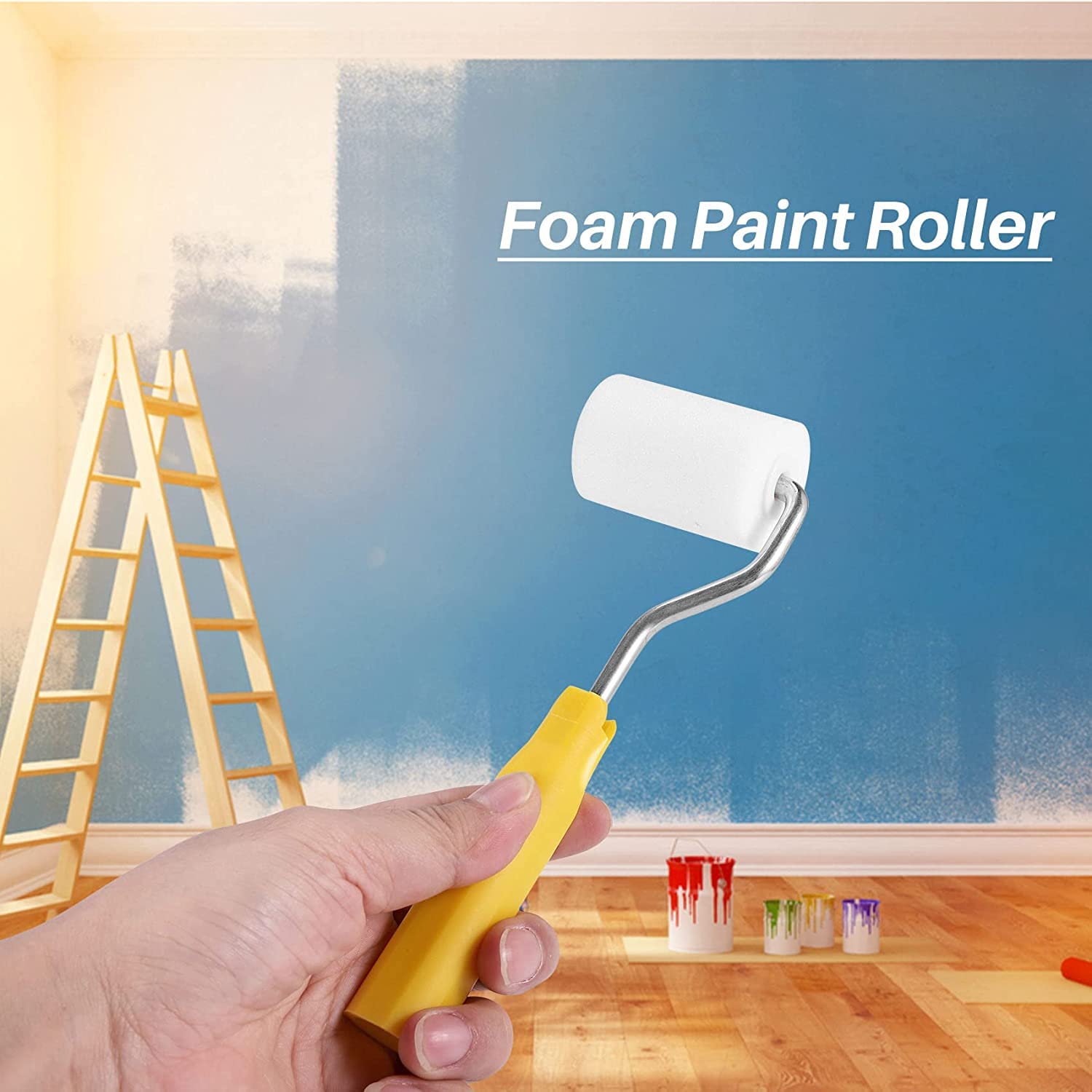 2 Inch Mini Foam Paint Roller Kit - High-Density Foam Roller Covers, Small Wool Brush & Paint Frame - Pack of 6 for Touch Up, Trim & Decorative Painting - Perfect for DIY Home Projects, Furniture Refinishing & Small Surface Painting
