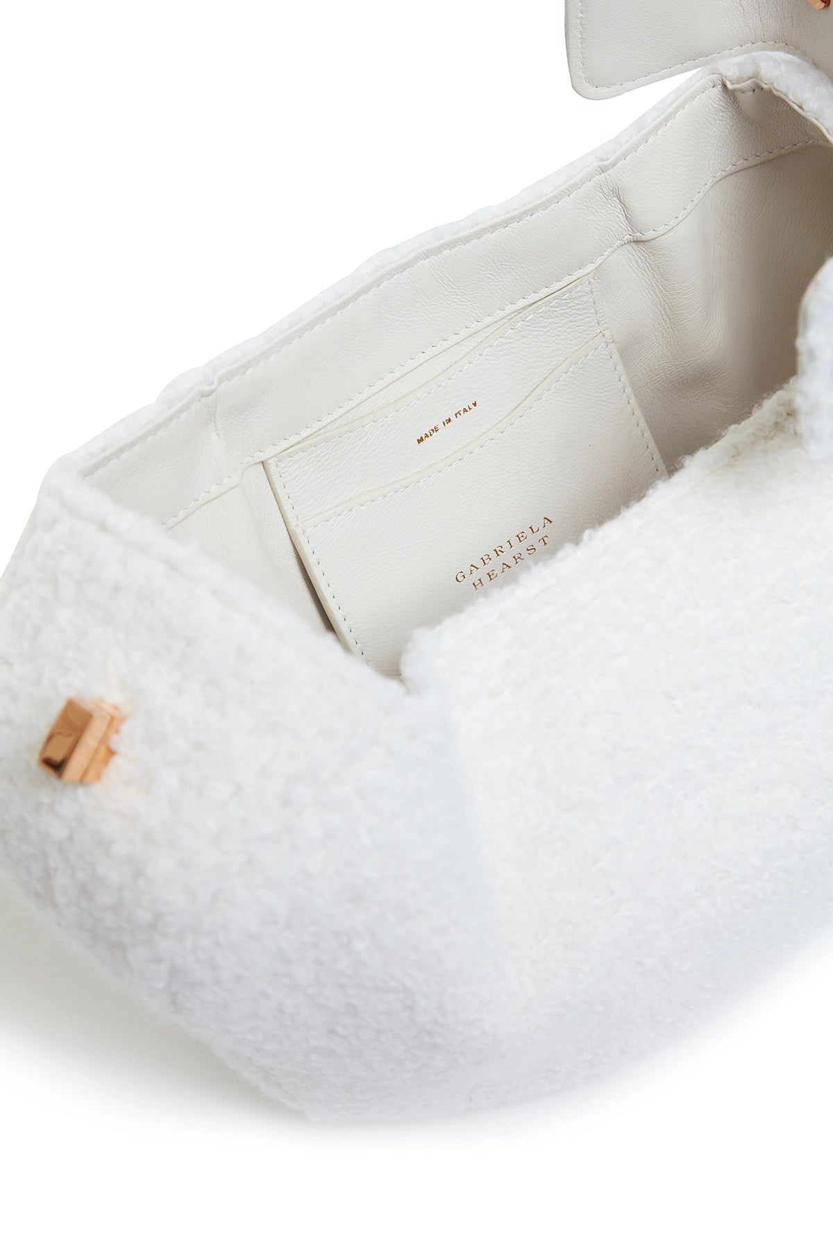 Nina Bag in Ivory Cashmere Boucle - Luxury Women's Shoulder Bag for Work, Travel & Everyday Use | Elegant Handbag for Office, Shopping & Special Occasions