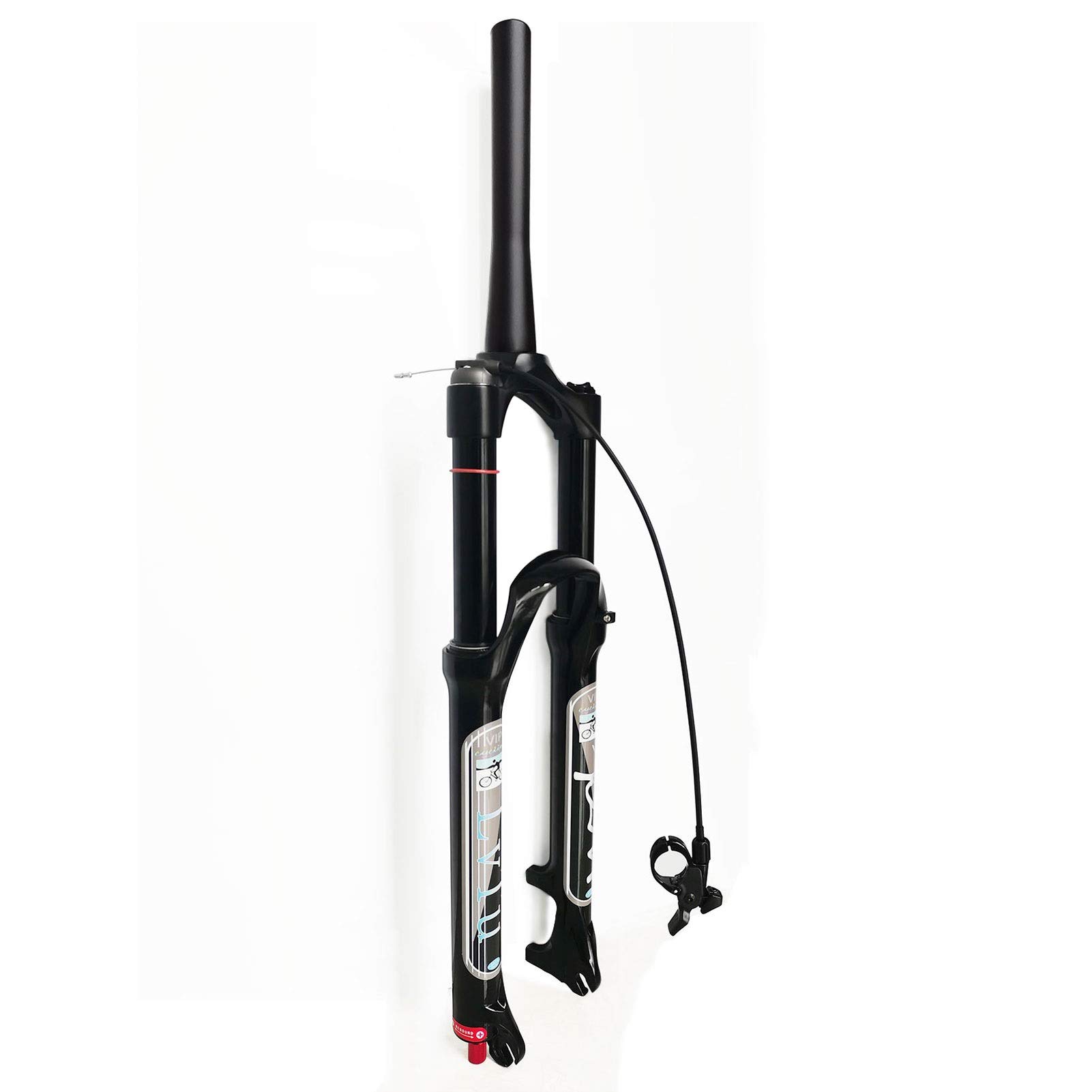 **Mountain Bike Air Fork 26/27.5/29 Inch - Aluminum Alloy 140mm Travel Suspension Fork with Adjustable Damping - Tapered Remote Lock Out (Black, 29