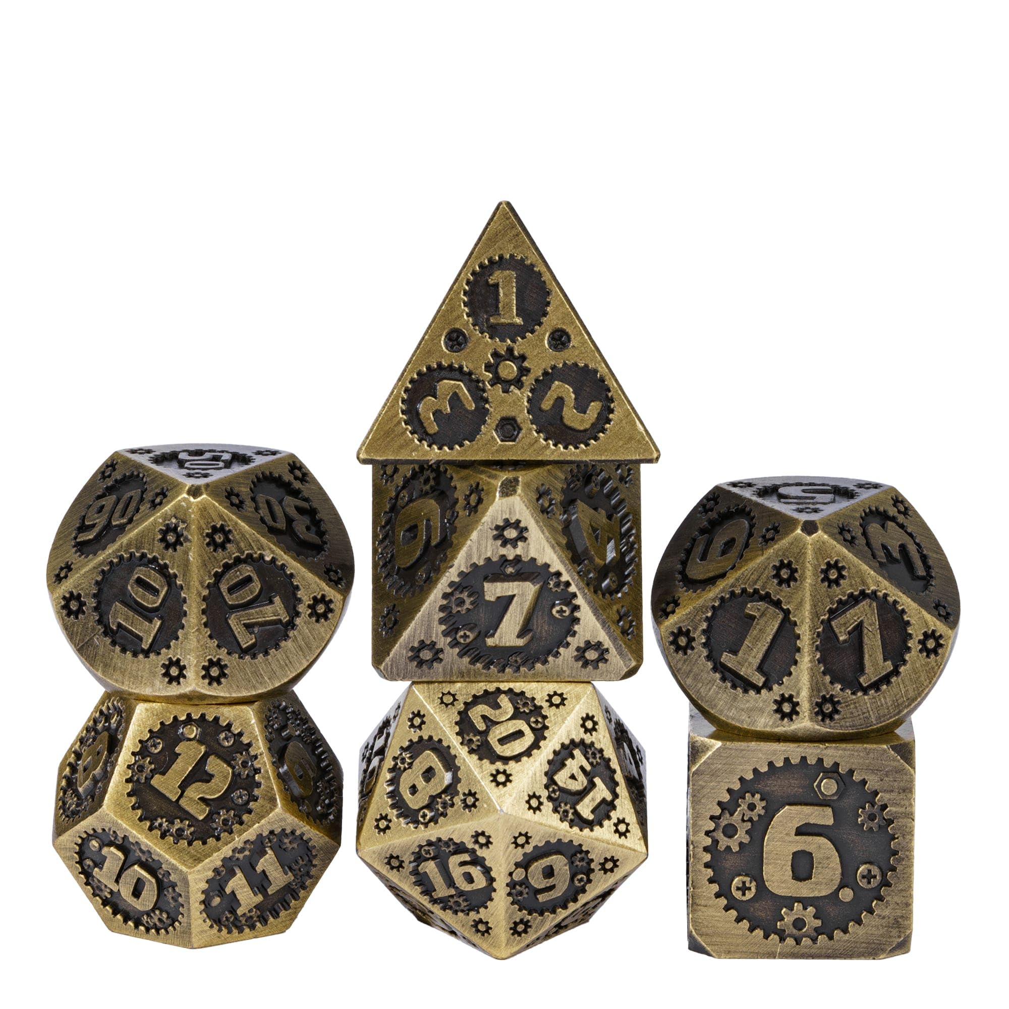 Metal DND Dice Set - Ancient Bronze Mechanical Gear Polyhedral Dice with Leather Pouch for Dungeons & Dragons, MTG, RPG & Tabletop Games | Perfect for Fantasy Gaming, Collectors & Gift Giving