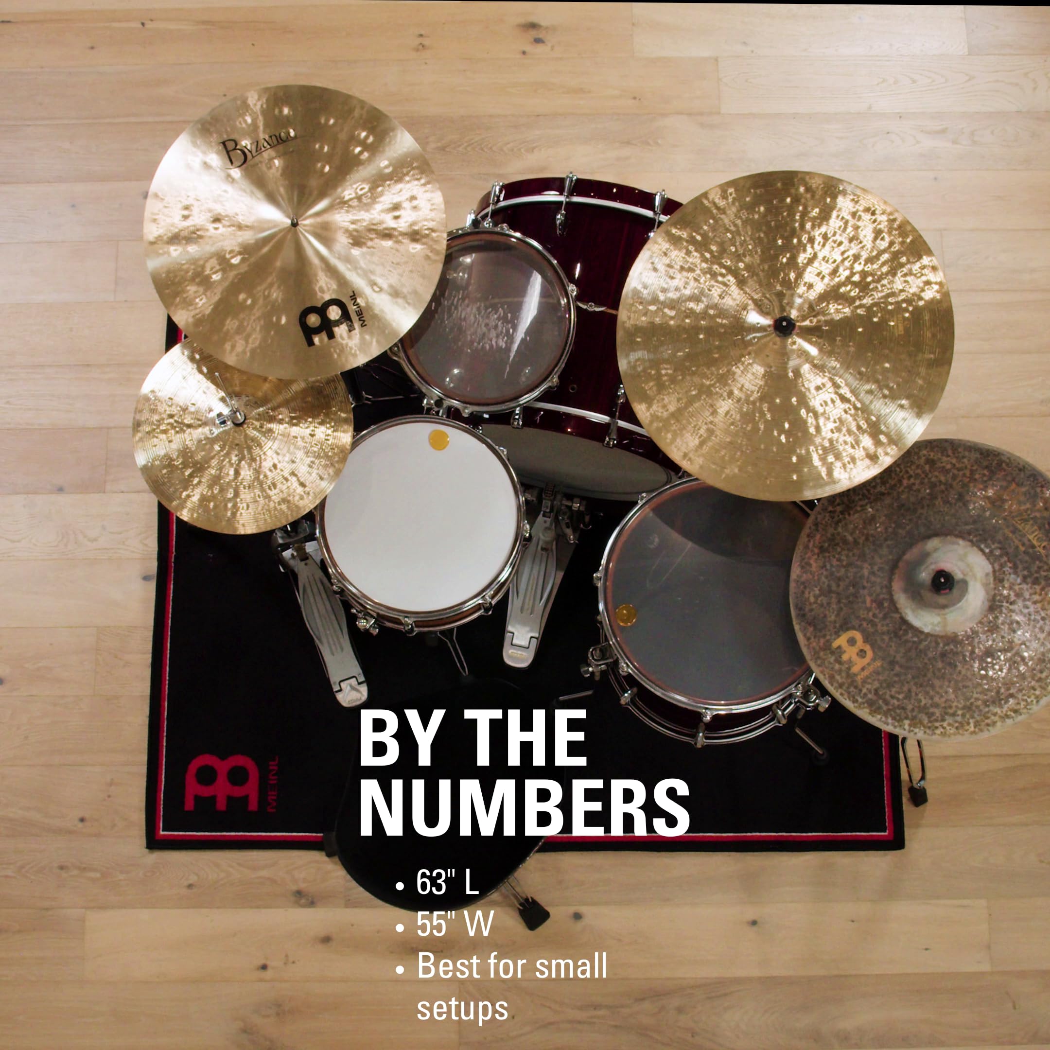 Drum Rug Mat 63x55 Inches - Heavy Duty Tightly Woven Carpet for Drum Kits & Stands - Non-Slip Rubber Backing - German Design - Perfect for Home Studios & Live Performances