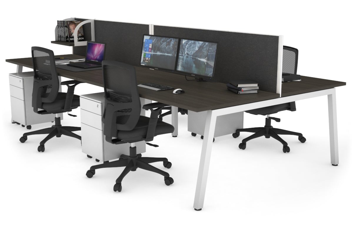 Quadro 4 Person Office Workstation Desk - 1400L x 800W with Cable Management - Perfect for Team Collaboration & Open Office Spaces