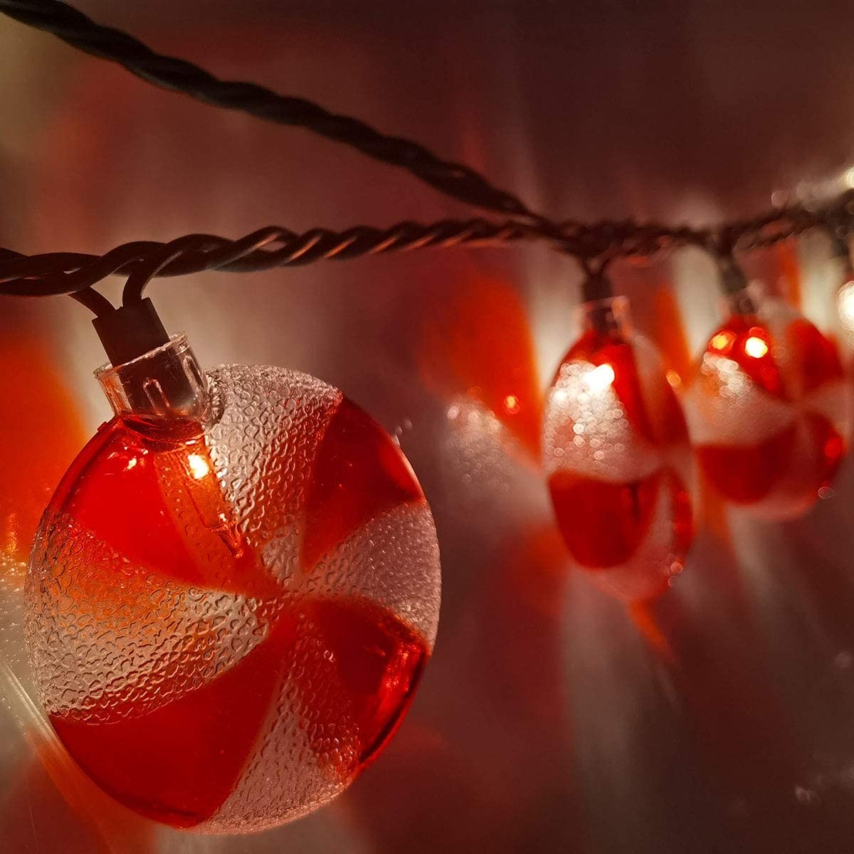 8.5Ft Candy String Lights - 10 LED Sugar Peppermint Christmas Lights for Indoor Outdoor Tree Decorations | Perfect for Holiday Parties, Bedroom, Garden & Wedding Decor