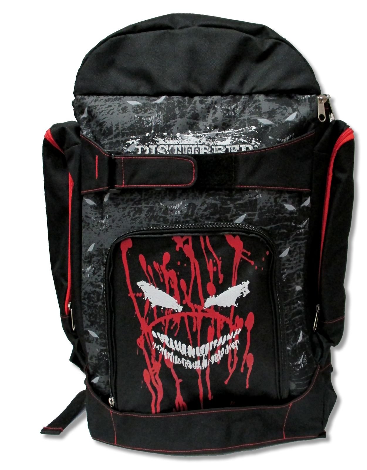 Disturbed Blood & Smiles Face Print Black Canvas Backpack for School, Travel & Streetwear Fashion