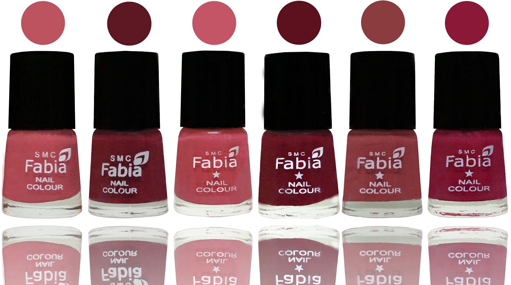 SMC Fabia Shine Bright Glossy Nail Polish Set - 6 Vibrant Colors, Long Lasting & Chip Resistant Nail Paint Kit for Women | Perfect for Parties, Weddings & Everyday Wear (03325)