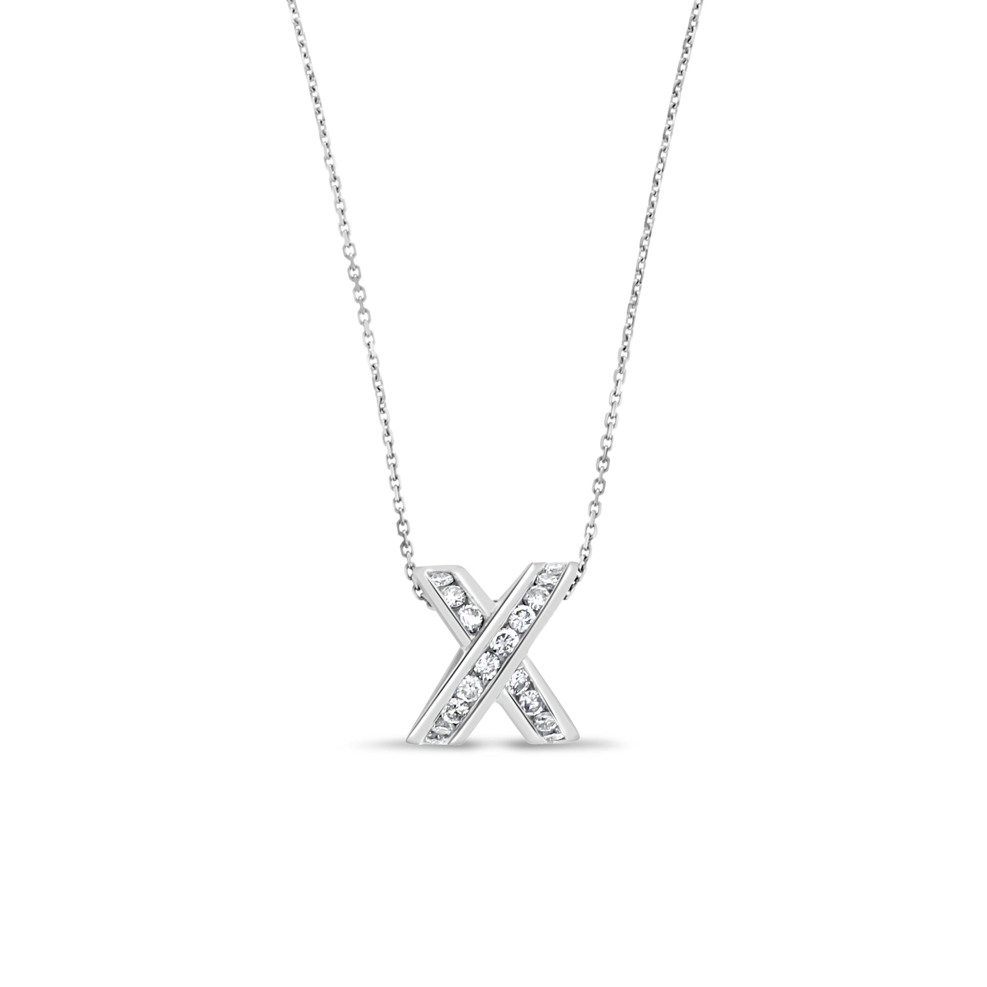 14K White Gold X Cross Diamond Necklace .73cttw - Elegant Religious Jewelry for Women, Perfect for Church, Weddings & Special Occasions