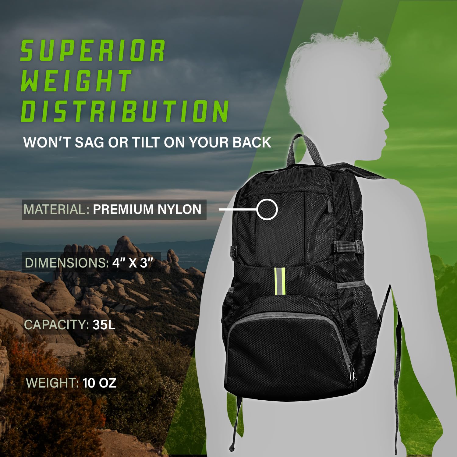 35L Ready Pack - Lightweight Waterproof Travel Backpack for Hiking, Camping & Outdoor Adventures - Foldable Daypack for Men & Women - Perfect for Commuting, Gym & Weekend Getaways
