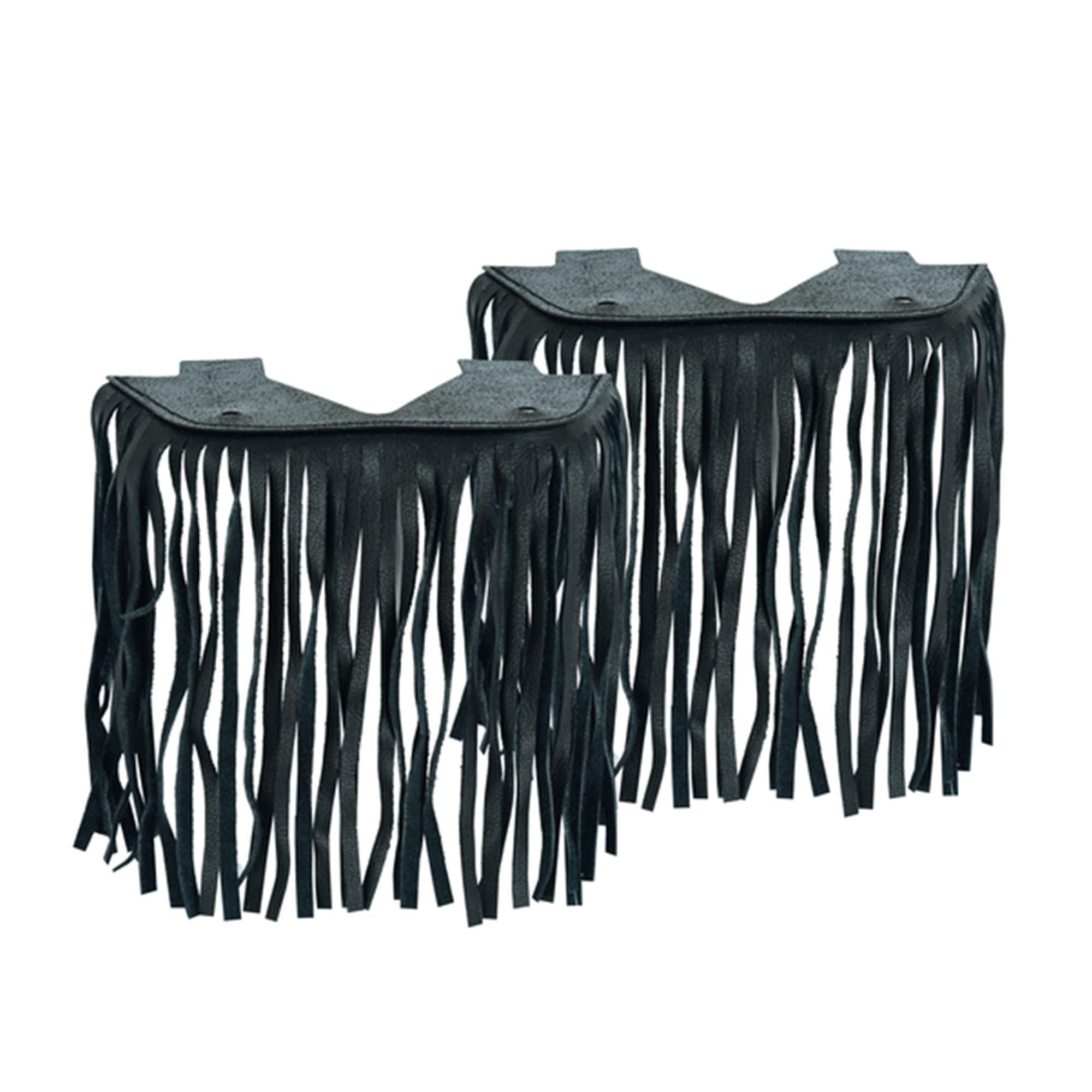 Durable Black Leather Motorcycle Foot Pedals with Fringe - Universal Fit for Cruisers & Choppers