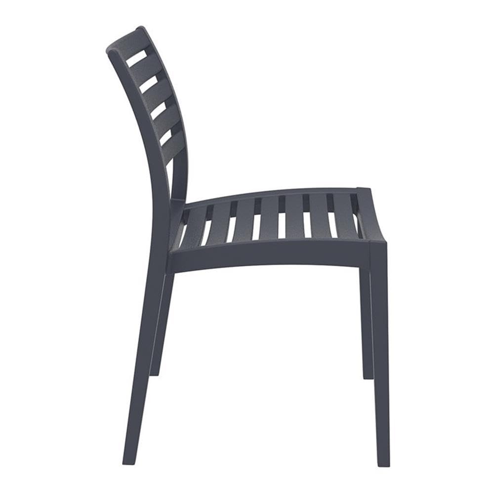 Dark Gray Outdoor Patio Dining Chairs Set of 2 - Weather-Resistant Ares Collection for Backyard, Garden & Poolside Relaxation