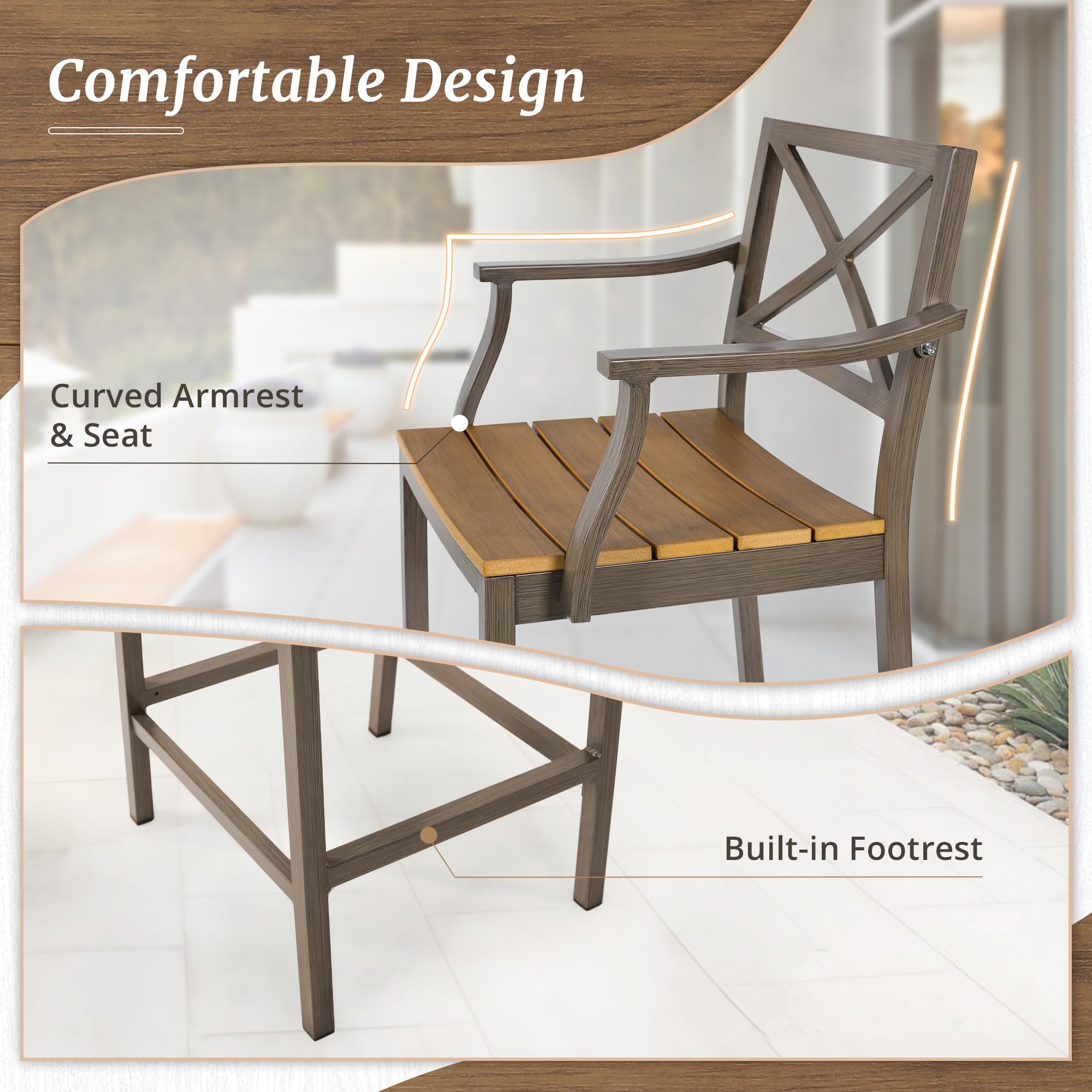 Outdoor Bar Height Table and Chairs Set - 3 Piece Patio Pub Bar Set with 55