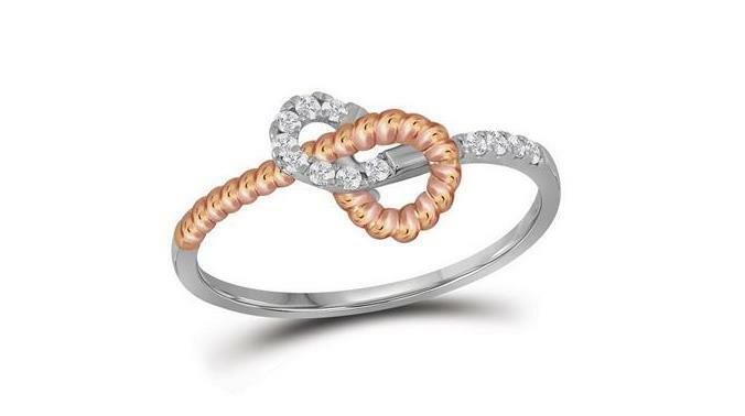 10K Two Tone Gold Diamond Women's Band Ring - 1/6 CTTW Elegant Stackable Wedding Ring for Brides, Anniversary & Everyday Wear