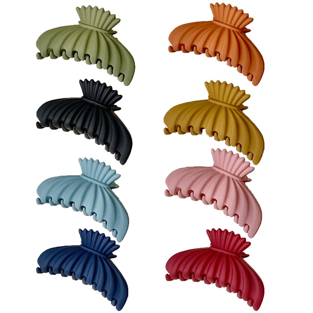 Licogel Large Hair Claw Clips 8PCS - Strong Hold Interlocking Teeth Hair Clips for Women, Solid Color Hair Barrettes & Jaw Clips (Perfect for Ponytails, Buns & Updos)