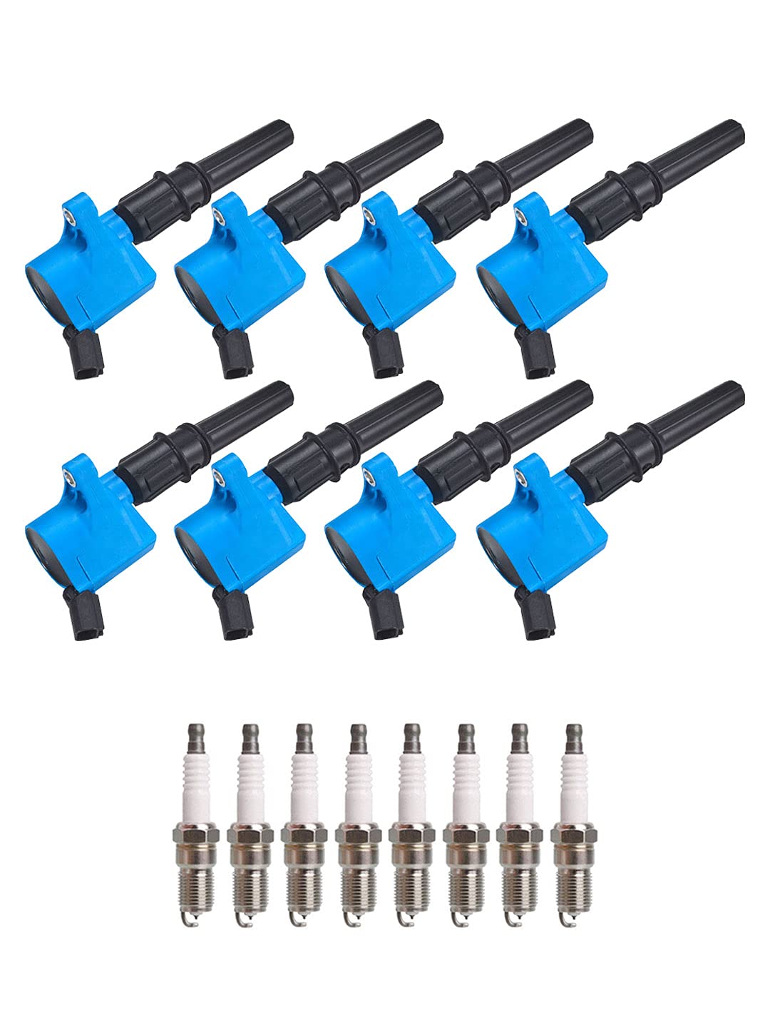 ENA 8 Professional Ignition Coil Pack & 8 Spark Plugs Set - Compatible with Ford F-150 (1998-2003), F-250/F-350 Super Duty (1999-2004) 4.6L 5.4L V8 - Replacement for DG508 FD-507 - Perfect for Engine Tune-Up & Performance Enhancement