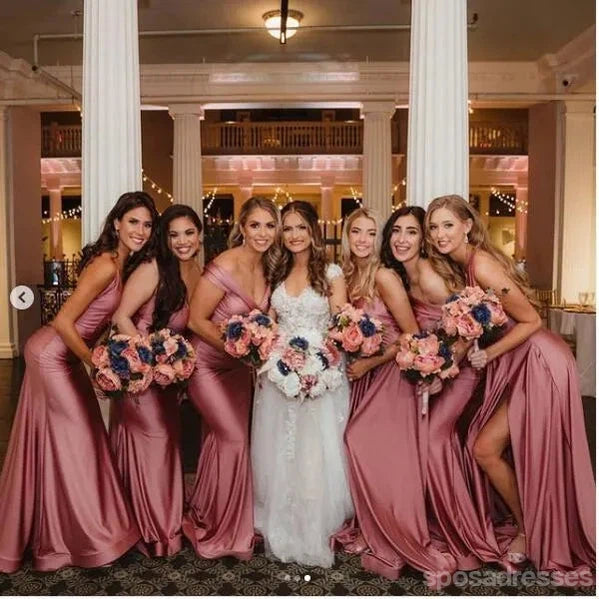 Mismatched Mermaid Dusty Rose Long Bridesmaid Dresses Gown - Elegant Formal Wear for Weddings, Prom & Special Occasions | WG1119
