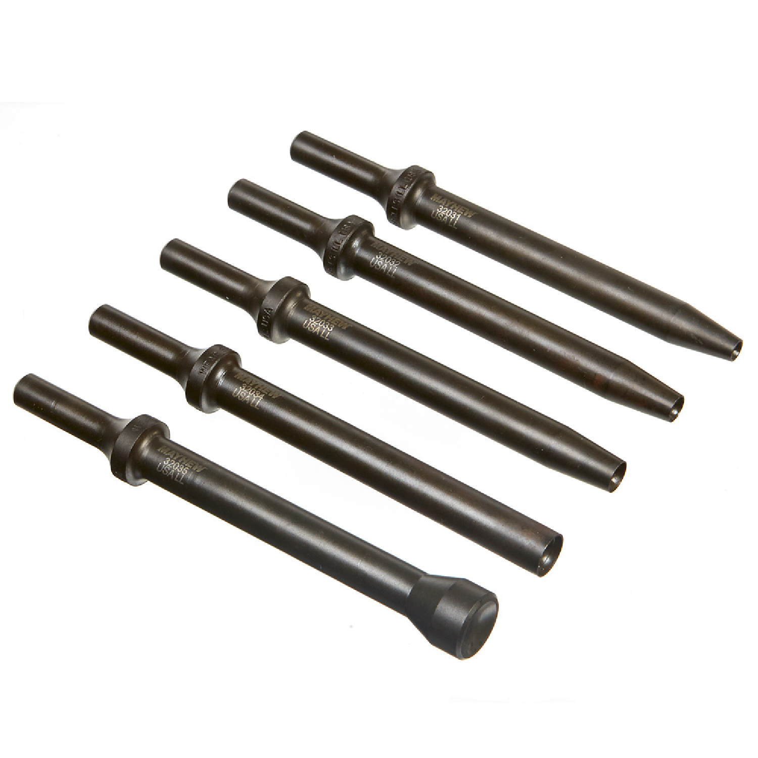 Mayhew Steel 32030 5-Piece Air Chisel Round Head Riveter Set - Professional Automotive & Metalworking Tool Kit for Body Repair, HVAC, and Industrial Applications
