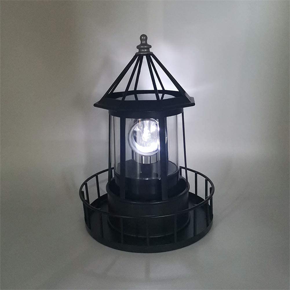 Solar Powered LED Lighthouse Light - 360 Degree Rotating Waterproof Outdoor Garden Decoration with Smoke Effect for Pathway, Patio & Courtyard | Perfect for Landscape Lighting, Backyard Decor & Nighttime Ambience