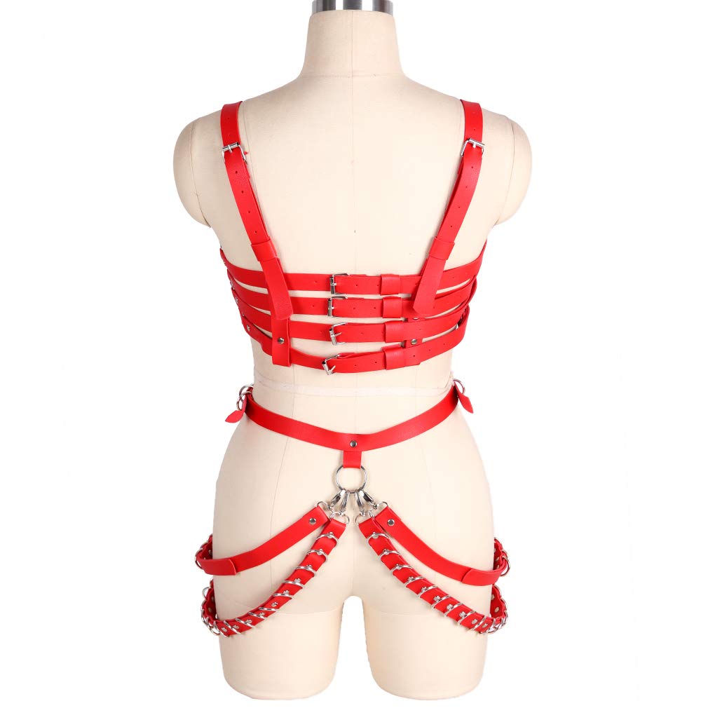 Punk Leather Body Harness for Women - Hollow Out Frame Garter Belt Set, Gothic Lingerie Accessories | Perfect for BDSM, Cosplay, and Alternative Fashion Outfits