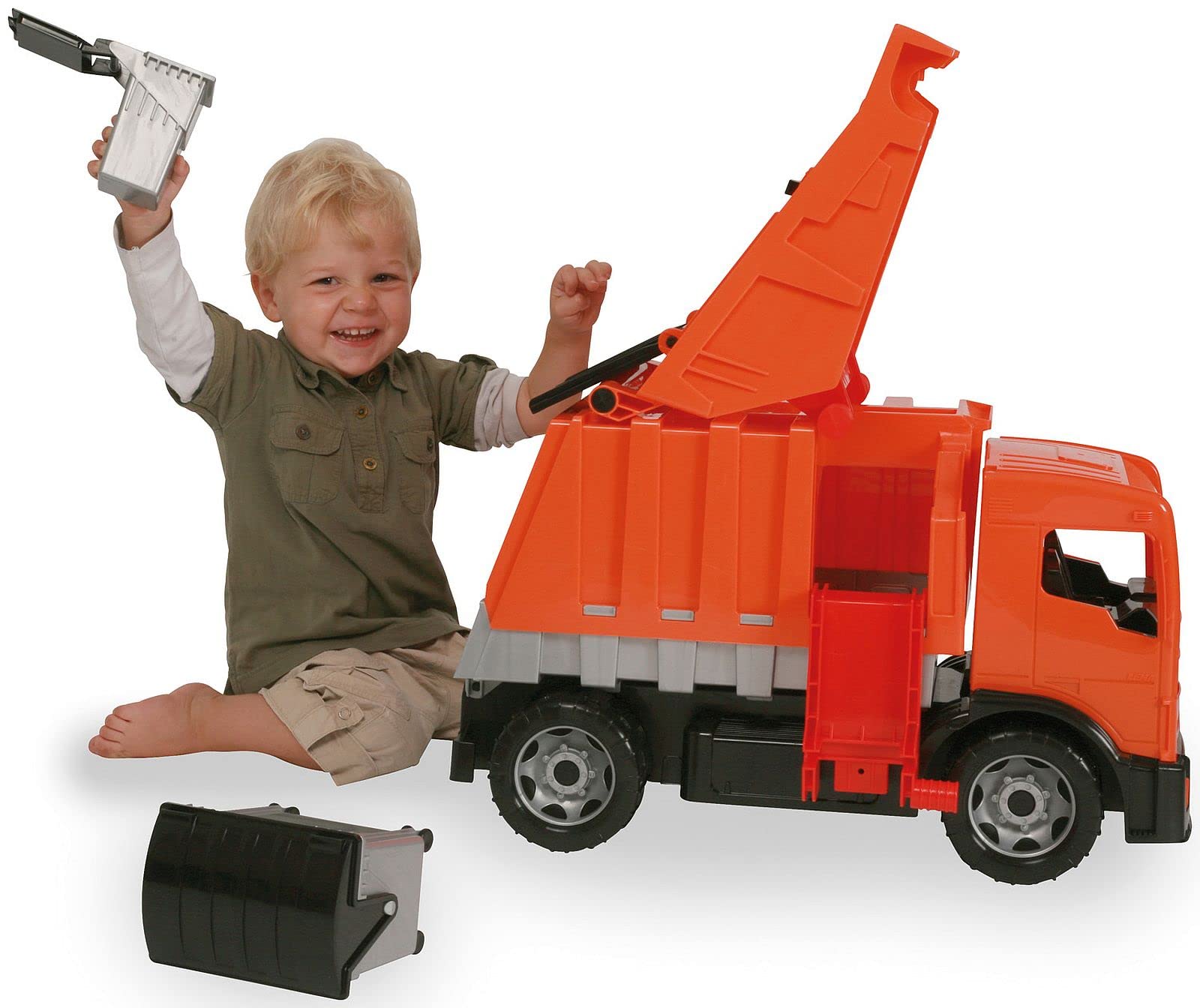 Ksmtoys Construction Toys - Powerful Giants Toy Garbage Truck with Garbage & Recycle Bin, Yellow & Black Dumpster Truck for Kids Ages 3+ | Pretend Play, Educational Toy for Boys & Girls | Perfect for Recycling Awareness & Role-Playing Games