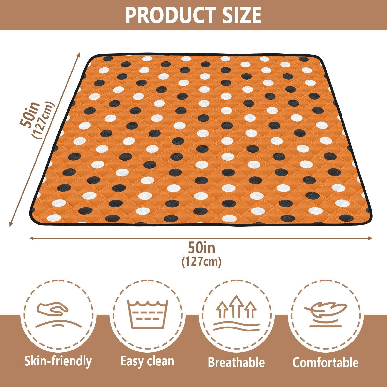 Halloween Large Non-Slip Baby Playmat - 50''x50'' Extra Thick Padded Floor Mat for Infants, Toddlers & Kids | Safe Crawling & Play Area for Nursery, Living Room & Daycare