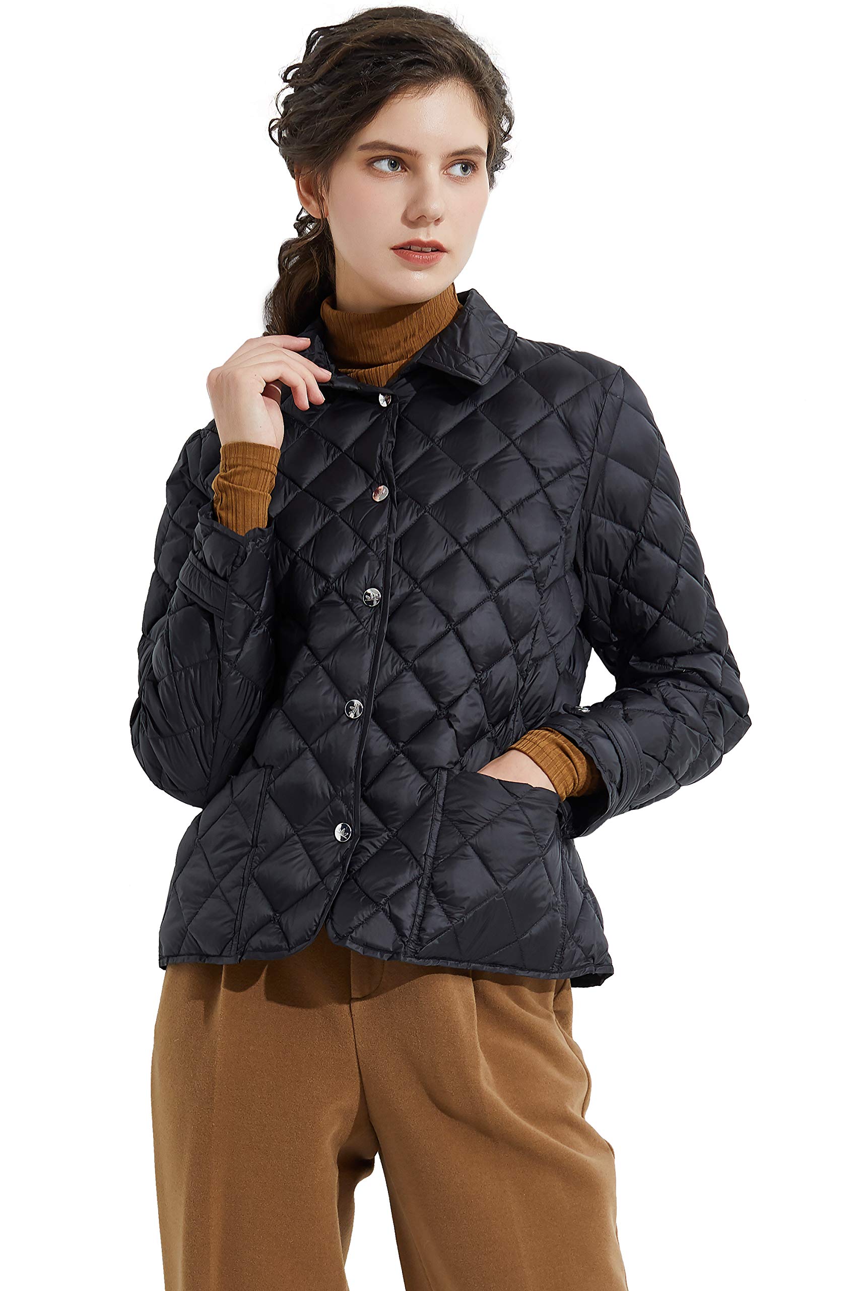Orolay Women's Lightweight Cropped Puffer Jacket - Packable Stand Collar Down Coat for Winter, Travel & Outdoor Activities