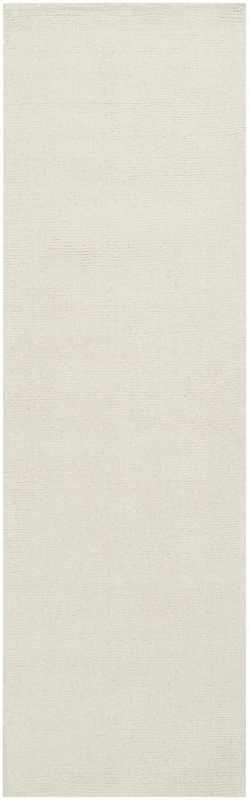 Hand Loomed 100% Wool Solid Beige Runner Rug - Modern Farmhouse Style for Hallway, Entryway, Living Room & Bedroom - Medium Pile Cream Area Rug 2'6