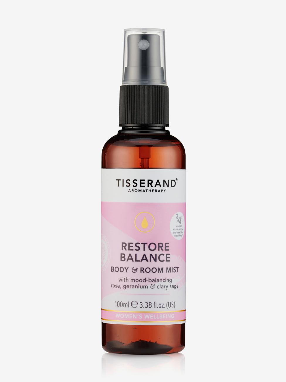 Tisserand Restore Balance Body & Room Mist - Aromatherapy Essential Oil Spray for Relaxation & Stress Relief - Perfect for Home, Office & Spa Use