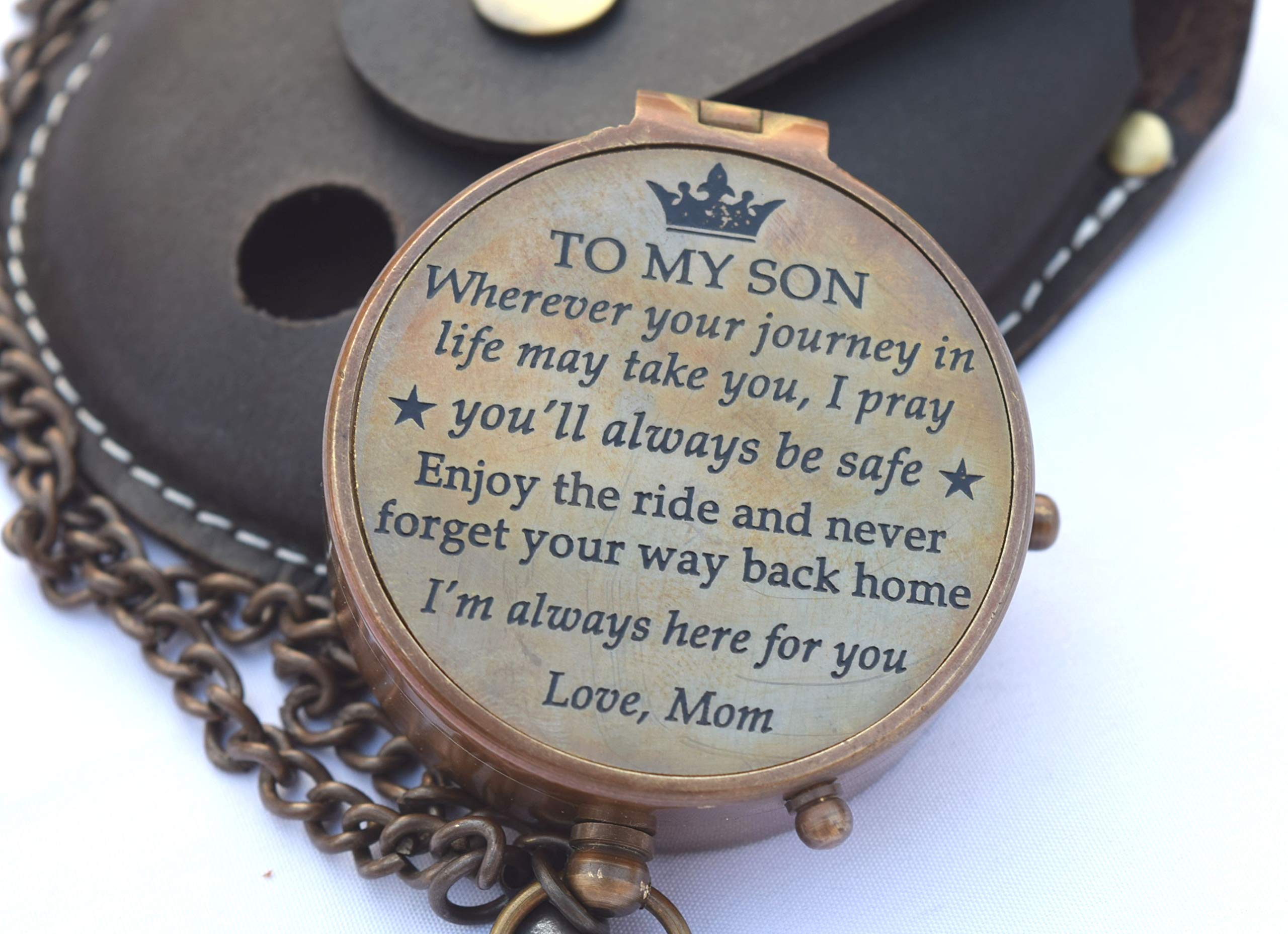 Personalized Compass Gift for Son - Engraved Mother to Son Keepsake - Graduation, Birthday & Confirmation Present - Inspirational Journey Gift for Boys - Perfect for Travel, Outdoor Adventures & Life Milestones