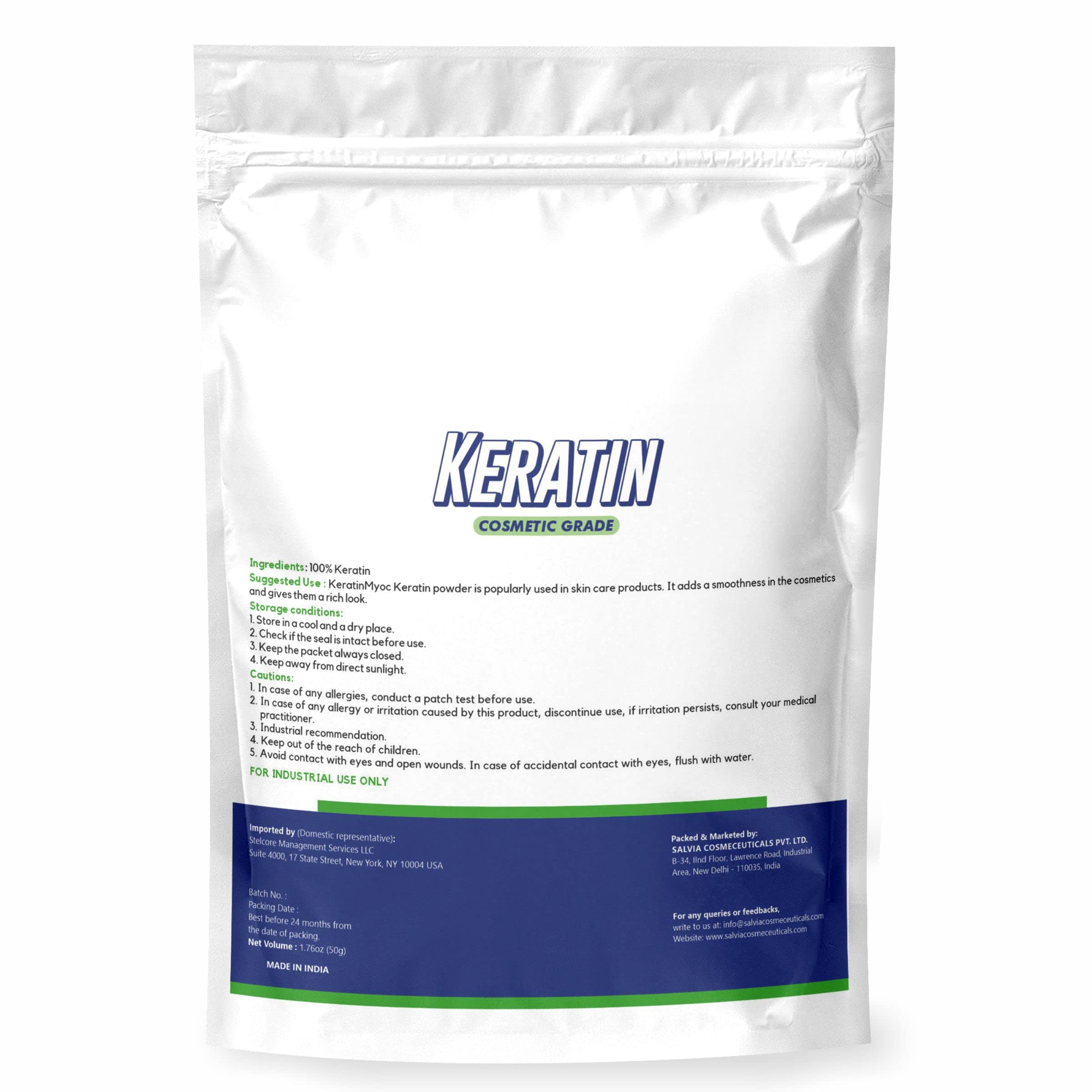 Pure Keratin Powder 50g (1.76oz) - Bulk Keratin for Hair & Nail Care - Strengthening Protein for Shampoo, Conditioner & Beauty Products - DIY Hair Treatment & Professional Salon Use