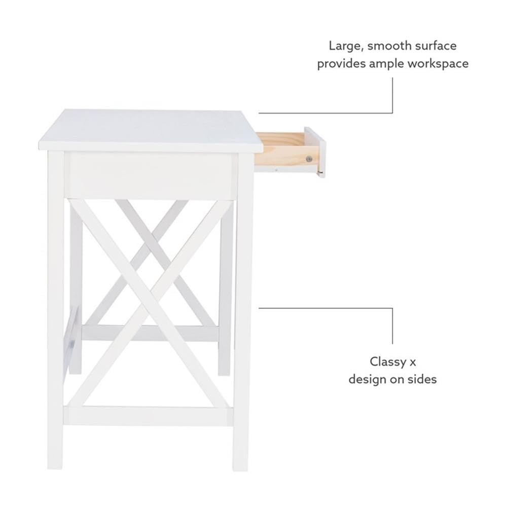UrbanPro Modern Home Office Wood Laptop Desk in Antique White - Compact Writing Table for Small Spaces, Work from Home & Study - Perfect for Apartments, Dorms & Office Use