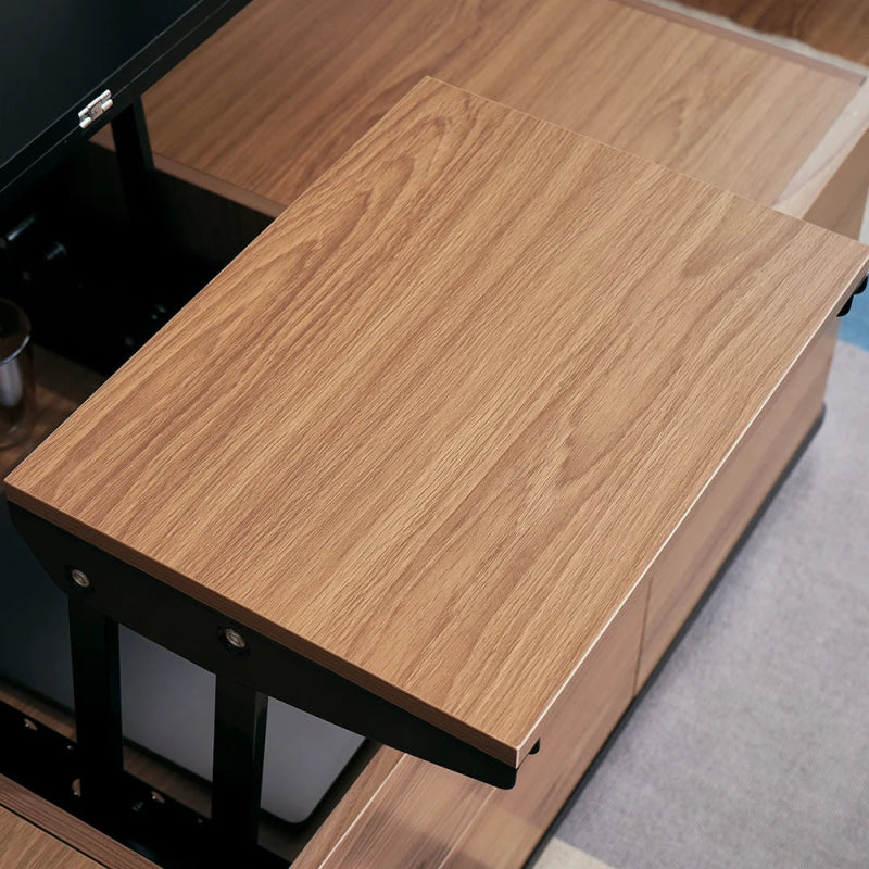 Modern Lift Top Coffee Table with 3 Drawers - Handmade Walnut & Black Multi-Functional Table for Living Room, Office & Small Spaces