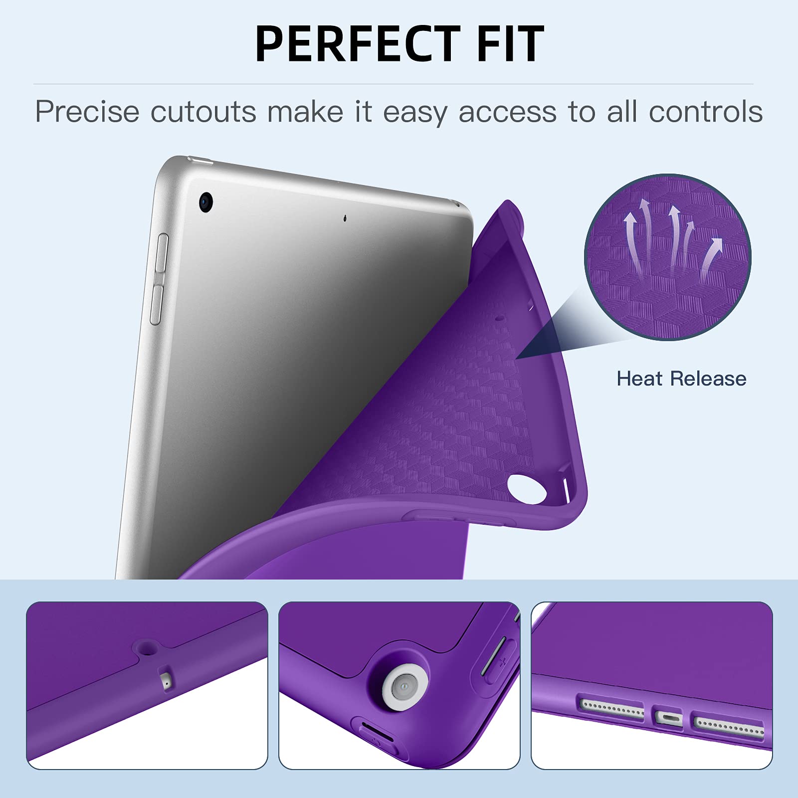 Mastten iPad 9th/8th/7th Generation Case with Pencil Holder - 10.2 Inch Protective Cover for iPad 2021/2020/2019 Models | Auto Wake/Sleep | TPU Smart Stand Back Case in Plum | Perfect for Work, School & Travel Protection
