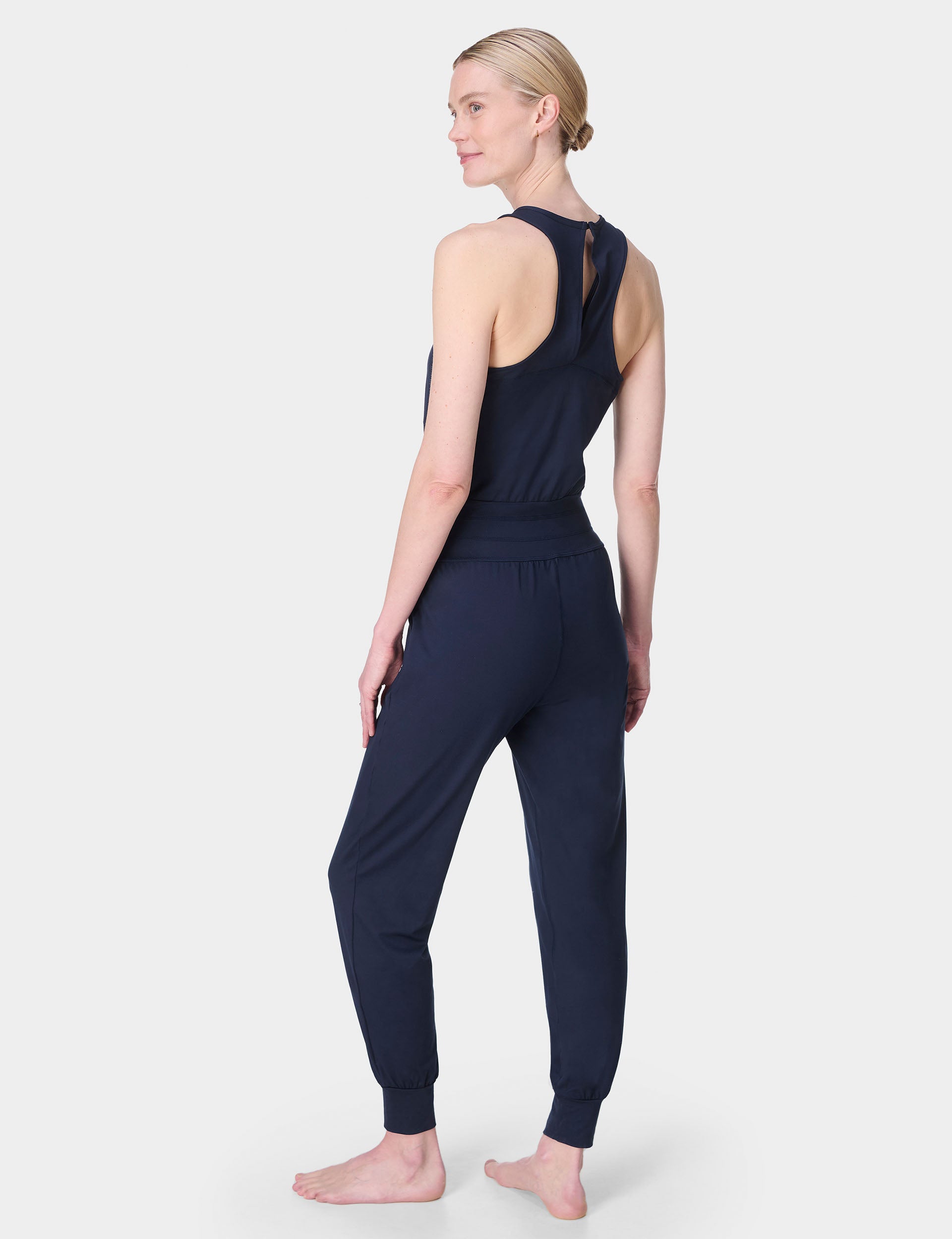 Gaia Performance Yoga Jumpsuit for Women - High Waisted Workout Outfit with Breathable Fabric - Navy Blue - Perfect for Yoga, Pilates & Gym Sessions