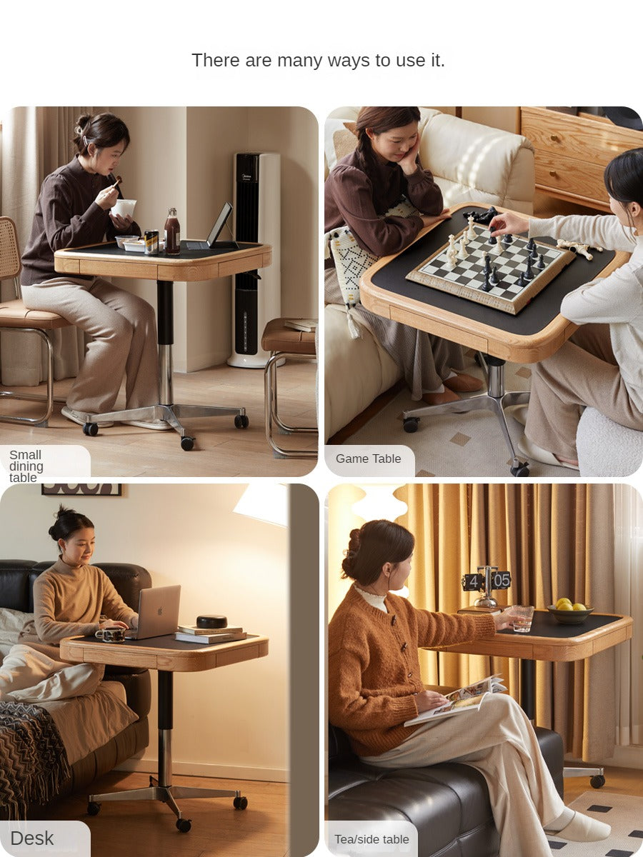 Solid Oak Lift-Top Coffee Table with Storage - Modern Square Movable Design for Living Room, Home Office & Small Spaces