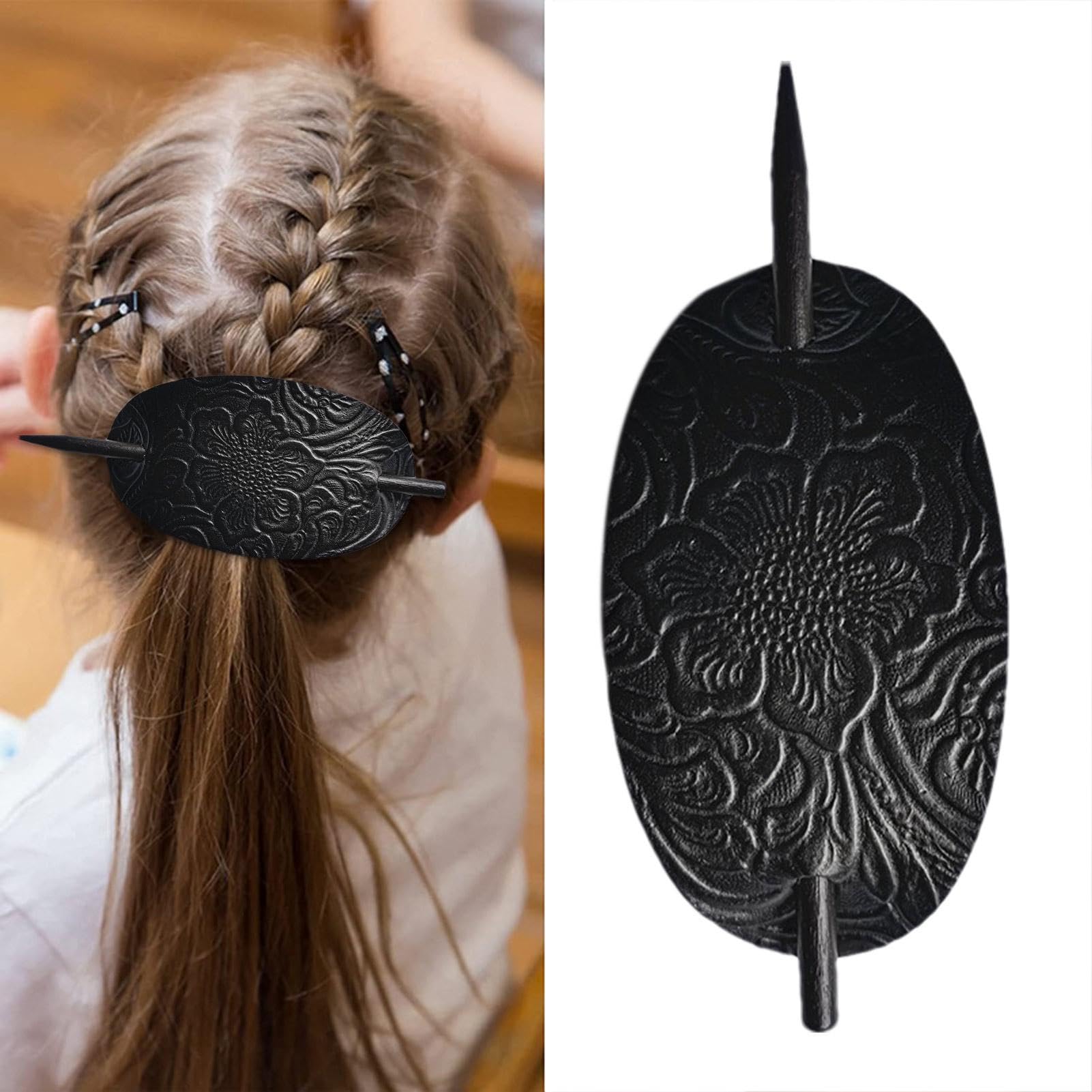 Handmade Faux Leather Hair Clip Barrette - Stylish Hair Tie & Slide Pins for Women & Girls | Perfect for Ponytails, Updos & Everyday Hair Accessories