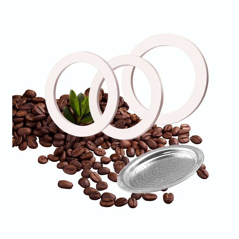 Bialetti Moka Pot Replacement Filter CG94 with 3 Gaskets - Compatible with 6 Cup Stovetop Espresso Makers - Perfect for Home Brewing Italian Coffee